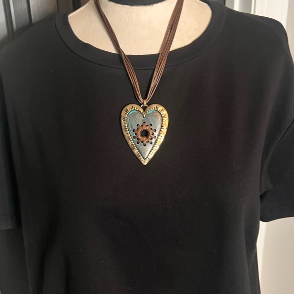 Jewelry - Heart Pendant Necklace with Brown Cord